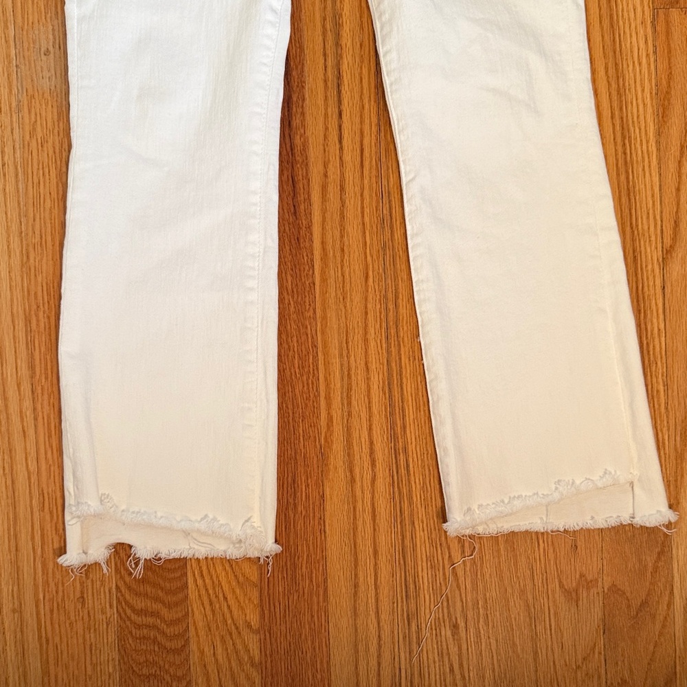 Mother sz 27 Insider Step Fray White Slim Straight Jeans ankle cut good cond - Picture 2 of 8